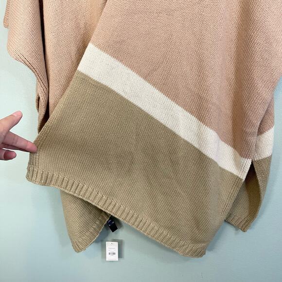FRANCESCA'S Shawl Wrap Poncho Cape Cardigan Women's Knitted Colorblock Rose NWT - Picture 5 of 8